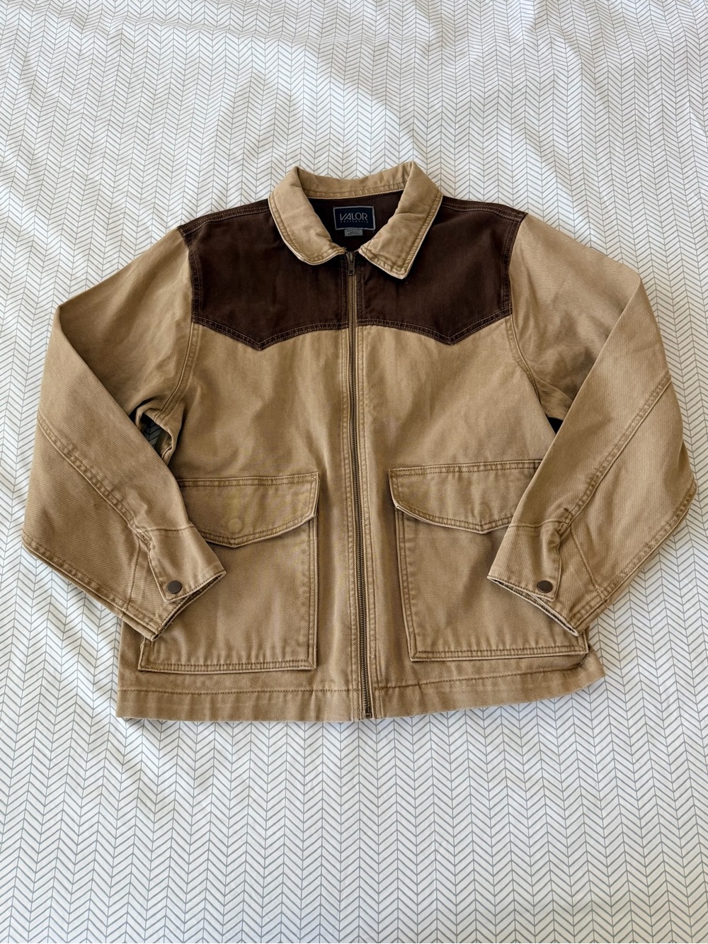 Valor Men's Two-Tone Brown Canvas Jacket